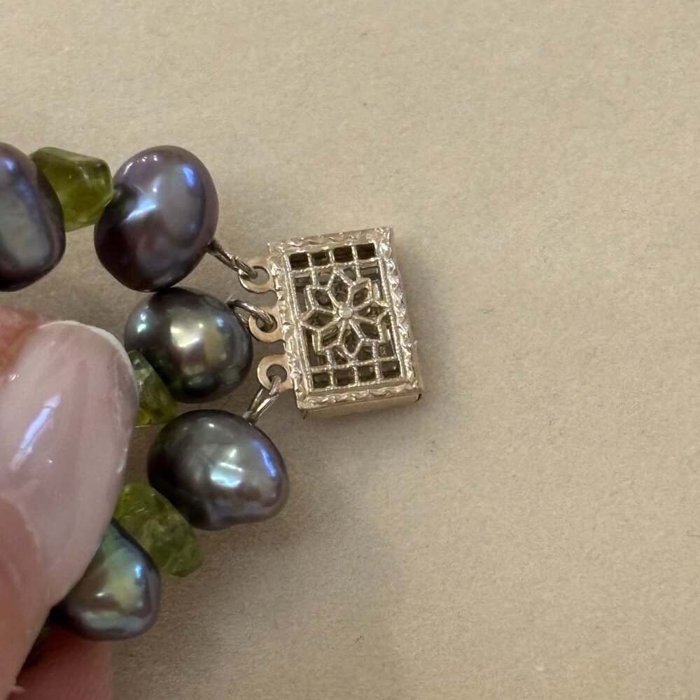 Ross Simons 3 Strand Black Cultured Pearl, Amethyst/Assorted Stone Necklace - Picture 11 of 13